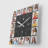 16 Foto Collage Donkergrijze Houten Schutting Vierkante Klok (Hoek)