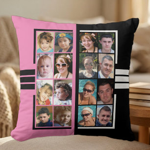 16 foto collage dubbelzijdig roze zwart kussen