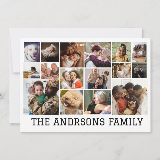 16 foto collage familie kerstkaart | Uitnodiging (Voorkant)