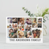 16 foto collage familie kerstkaart | Uitnodiging (Staand voorkant)