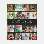 16 Foto Collage Familie Script Naam Fleece Deken (Voorkant)