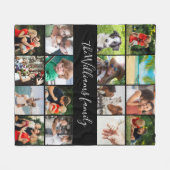 16 Foto Collage Familie Script Naam Fleece Deken (Voorkant (Horizontaal))