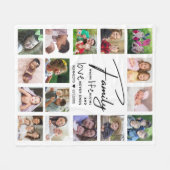 16 Foto Collage Family Name Quote Black and white Fleece Deken (Voorkant (Horizontaal))