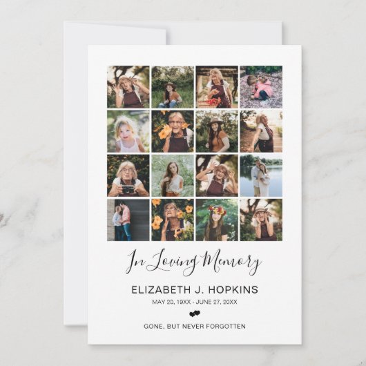 16 Foto Collage Funeral Memorial Prayer Kaarten (Voorkant)