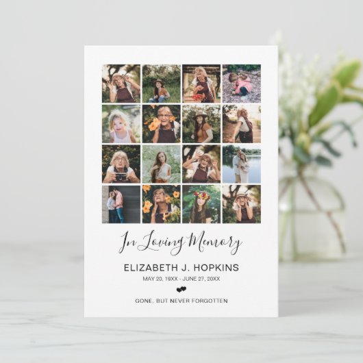 16 Foto Collage Funeral Memorial Prayer Kaarten (Staand voorkant)