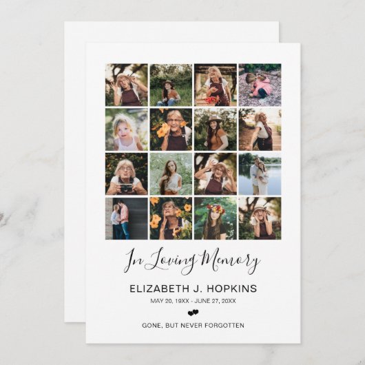 16 Foto Collage Funeral Memorial Prayer Kaarten (Voorkant / Achterkant)