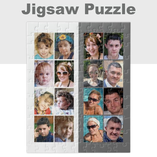 16 foto collage grijs en wit legpuzzel