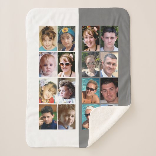 16 foto collage grijs en wit sherpa deken (Voorkant)