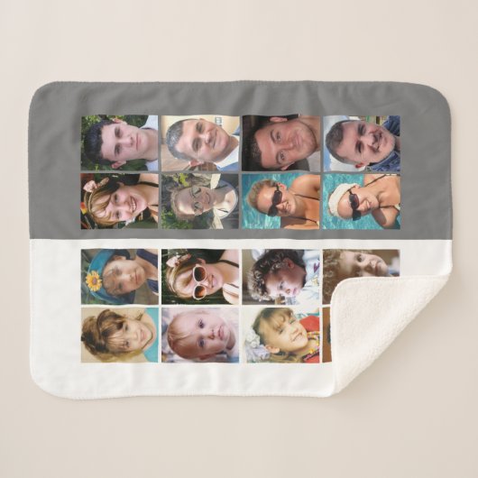 16 foto collage grijs en wit sherpa deken (Voorkant (horizontaal))
