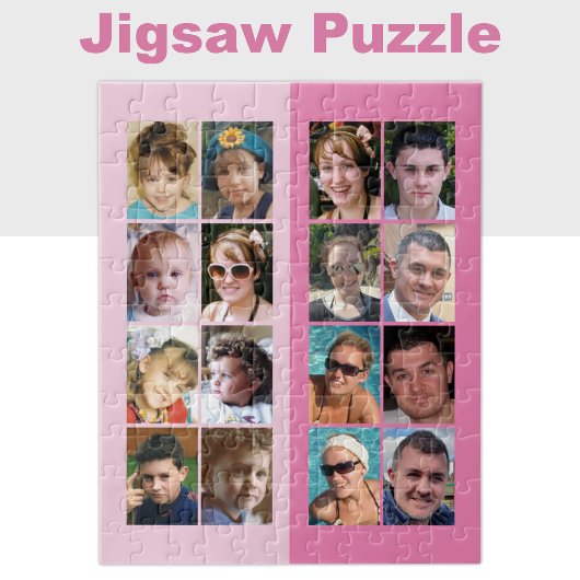16 foto collage licht en donker roze legpuzzel
