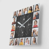 16 Foto Collage Licht Zwarte Nep Houten Schutting  Vierkante Klok (Hoek)