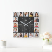 16 Foto Collage Licht Zwarte Nep Houten Schutting  Vierkante Klok (Huis)