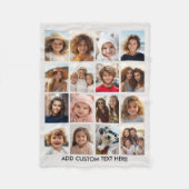 16 Foto Collage - Lichtgrijs met tekst Fleece Deken (Voorkant)