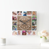 16 Foto Collage Lijst Rustic Wood Nana's Kitchen Vierkante Klok (Huis)