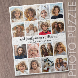 16 Foto Collage - Modern Wit met Zwarte Tekst Legpuzzel