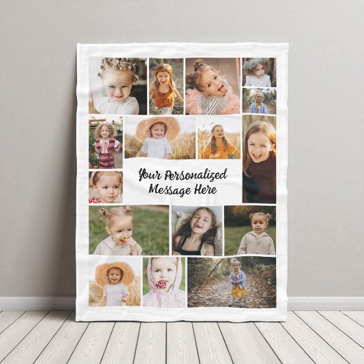 16 Foto Collage Moderne Gepersonaliseerde Aangepas Fleece Deken