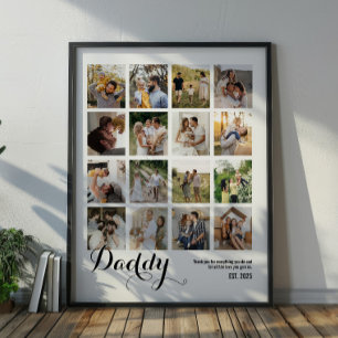 16 Foto Collage Papa Foto's Aandenken Poster