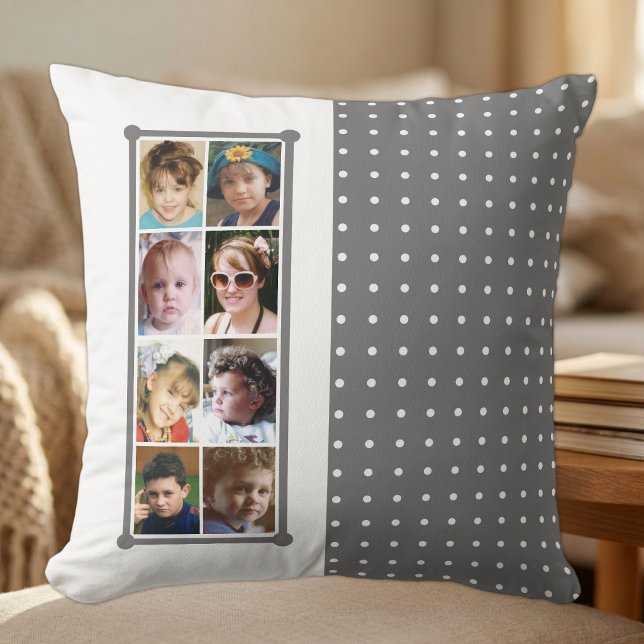 16 foto collage polka dots throw grijs kussen (Creator heeft geüpload)