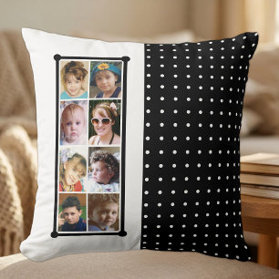 16 foto collage polka dots worp zwart kussen