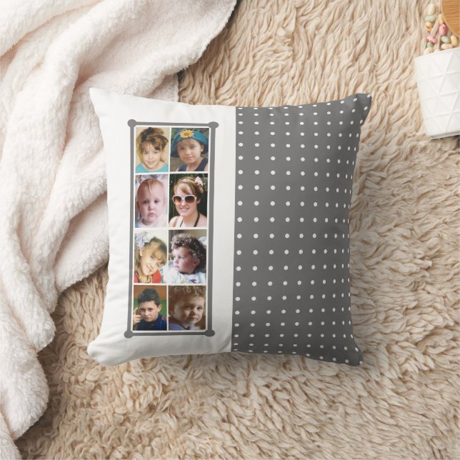 16 foto-collage polka-stippen werpen grijs kussen (Deken)