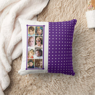16 foto-collage polka-stippen werpen paars kussen
