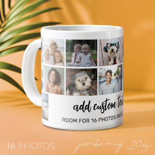 16 Foto Collage Raster - 2 Tekstvakken - zwart wit Grote Koffiekop