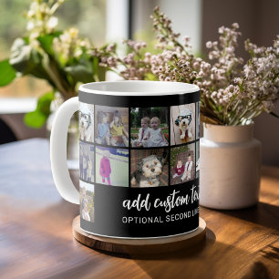 16 Foto Collage Raster - 2 Tekstvakken - zwart wit Koffiemok