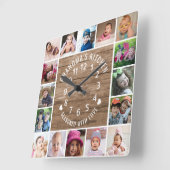 16 Foto Collage Rustic Wood Grandma's Kitchen Vierkante Klok (Hoek)