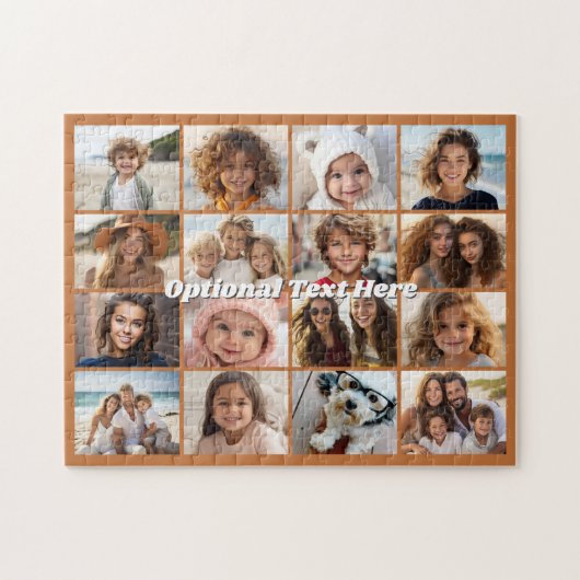 16 Foto Collage - Terra Cotta Klompige Tekst Legpuzzel (Horizontaal)