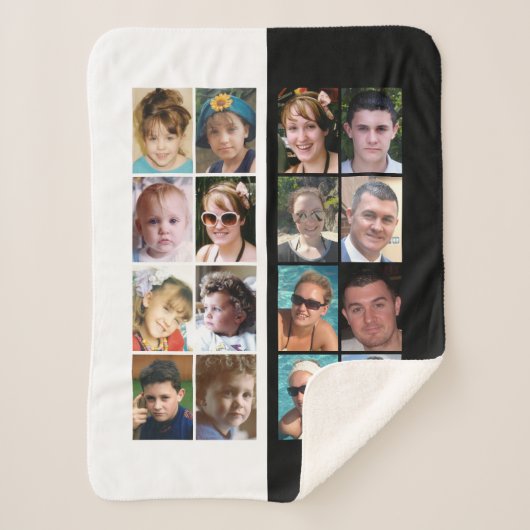 16 foto collage zwart-wit sherpa deken (Voorkant)