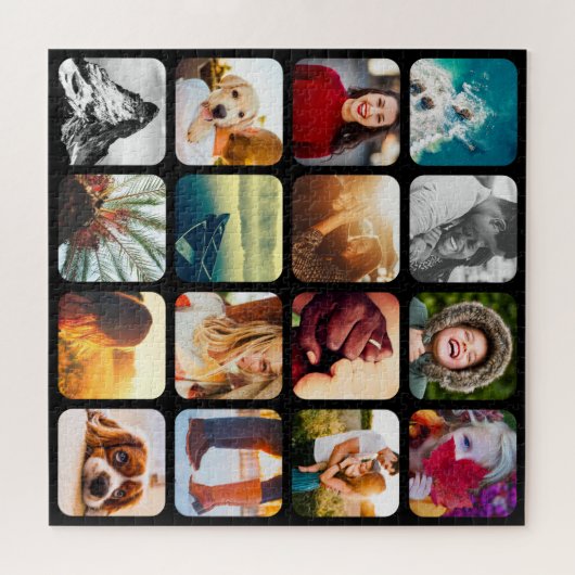 16 Foto Jigzaag Puzzle Sjabloon Black Rond Legpuzzel (Horizontaal)