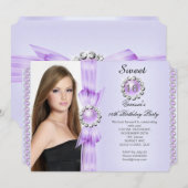 16 Foto van Birthday Party Soft Paarse Pareltjes Kaart (Voorkant / Achterkant)