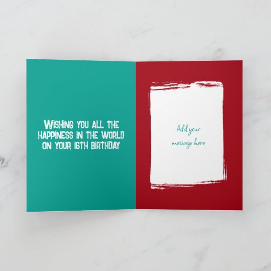 16 foto voor hem is een rode groene verjaardag kaart (Binnen)