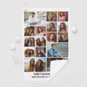 16 Fotocollage - Aangepaste tekst - Zwart en wit Golfhanddoek (Insitu)