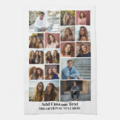 16 Fotocollage - Aangepaste tekst - Zwart en wit Theedoek (Verticaal)