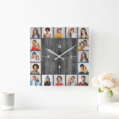 16 Fotocollage Lichtgrijze Faux Hout Omheining Vierkante Klok (Huis)