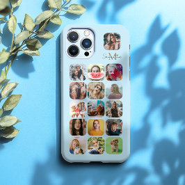 16 Fotocollage Pastel Blauw & Monogram iPhone 16 Pro Max Hoesje