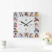 16 Fotocollage Rustieke Witte Faux Hout Omheining Vierkante Klok (Huis)