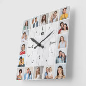 16 Fotocollage Rustieke Witte Faux Hout Omheining Vierkante Klok (Hoek)