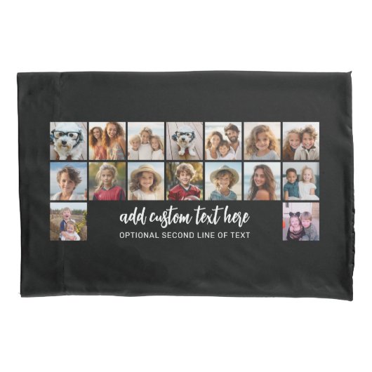 16 Fotoraster - 2 lijntekst - zwarte witte partij Kussensloop (Voorkant)