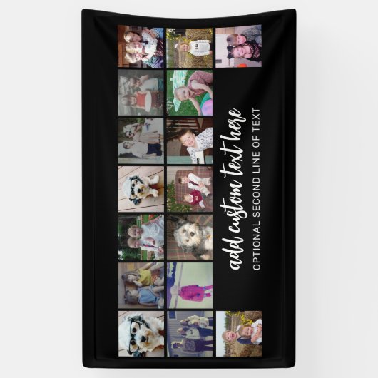 16 Fotoraster - 2 lijntekst - zwarte witte partij Spandoek (Verticaal)