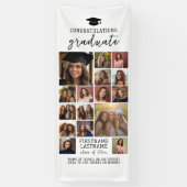 16 Fotos Collage Afstuderen Modern Minimaal Wit Spandoek (Verticaal)