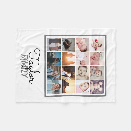 16 Foto's Collage Persoonlijke Sjabloon Fleece Deken (Voorkant (Horizontaal))