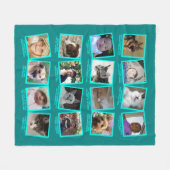 16 Fotoscrapbook Blauwgroen blauwe moderne Afbeeld Fleece Deken (Voorkant (Horizontaal))