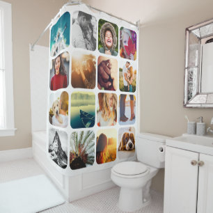 16 Fotosjabloon afgerond White Shower Curtain Douchegordijn