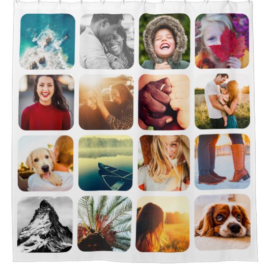 16 Fotosjabloon afgerond White Shower Curtain Douchegordijn (Voorkant)