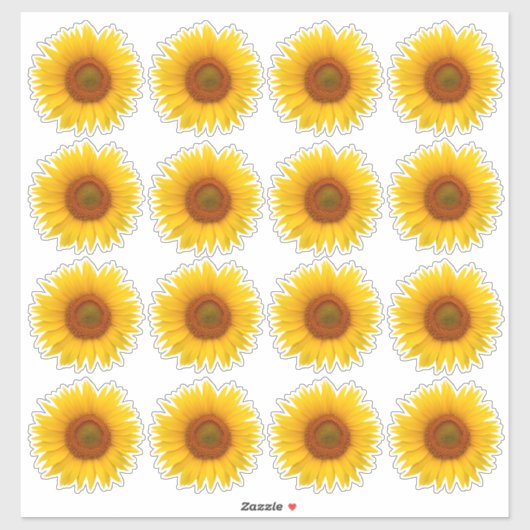 16 Geel Sinaasappel Zonnebloem Kiss-Cut Stickers (Vel)