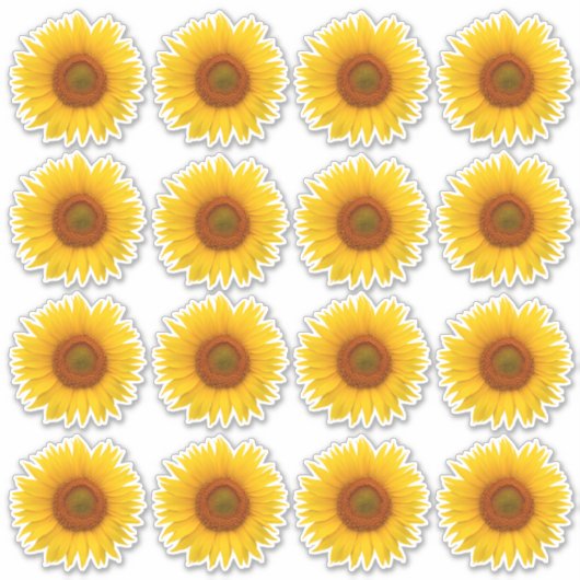 16 Geel Sinaasappel Zonnebloem Kiss-Cut Stickers (Voorkant)