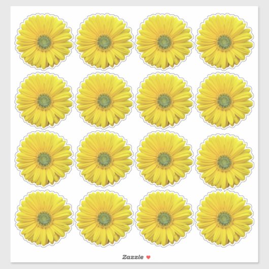 16 Gele Gerbera Daisy Bloem Kiss-Cut Stickers (Vel)