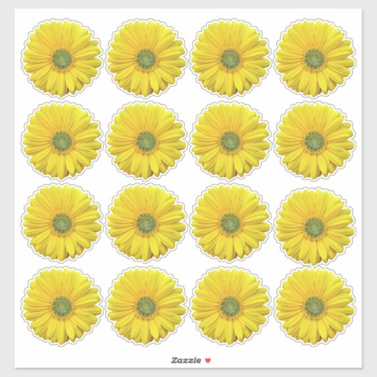 16 Gele Gerbera Madelief Bloem Kus-Cut Stickers (Vel)